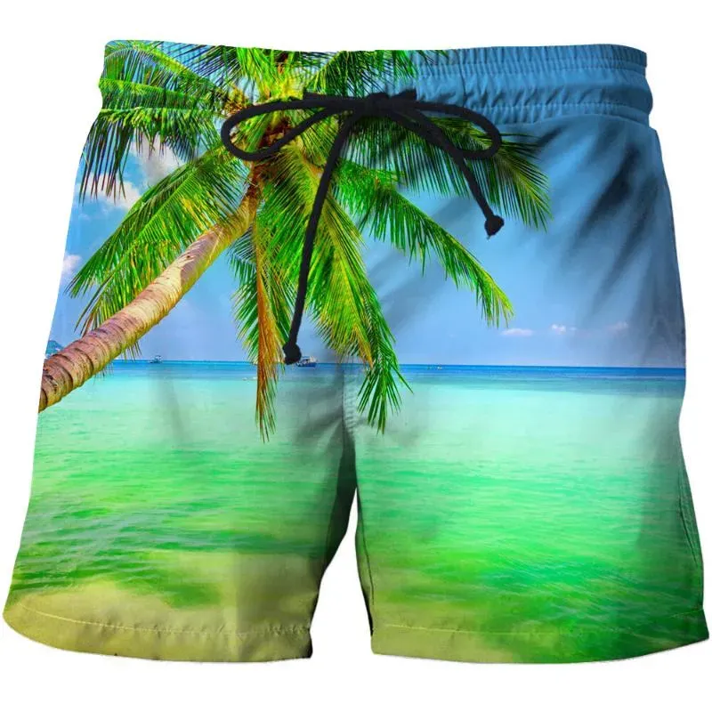 Men`s Shorts Sea Nature Scenery 3D Printed Short Pant Swimsuit Men Swimming Trunks Beachwear Cool Boys Kids Beach Sports Pants