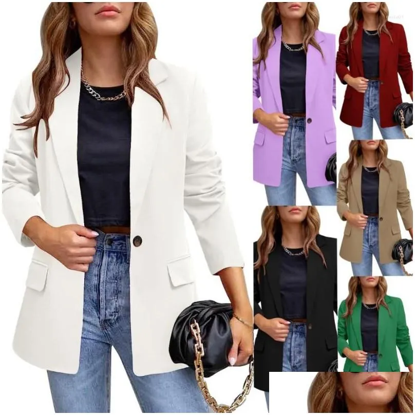 Womens Suits Womens Suit Coat Fashion Casual Polo Neck Cardigan Temperament Spring And Autumn