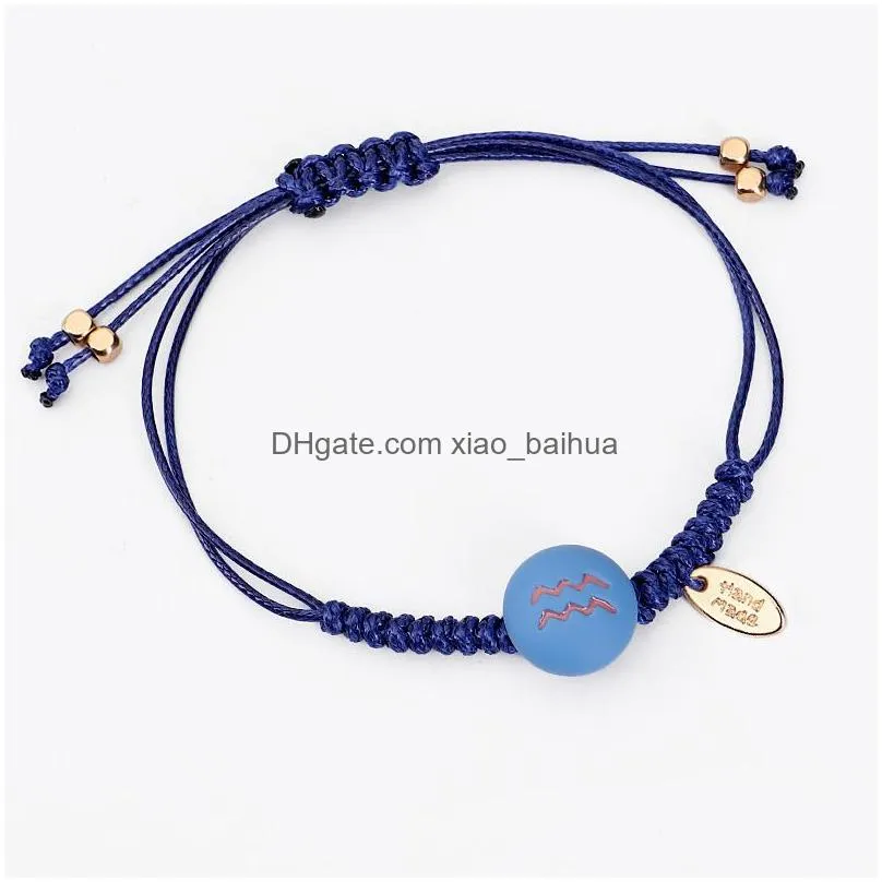 twelve constellation bracelet simple fashion small  ceramic bead wax thread hand woven color bracelet