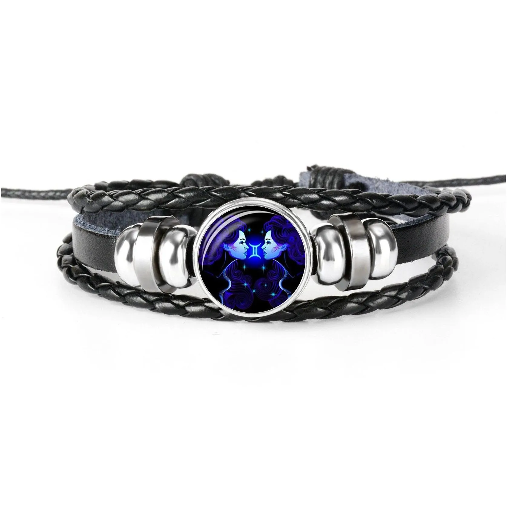 bulk price twelve constellation luminous charm bracelet men women signs of zodiac rope chain bracelets unisex jewelry bangle accessories