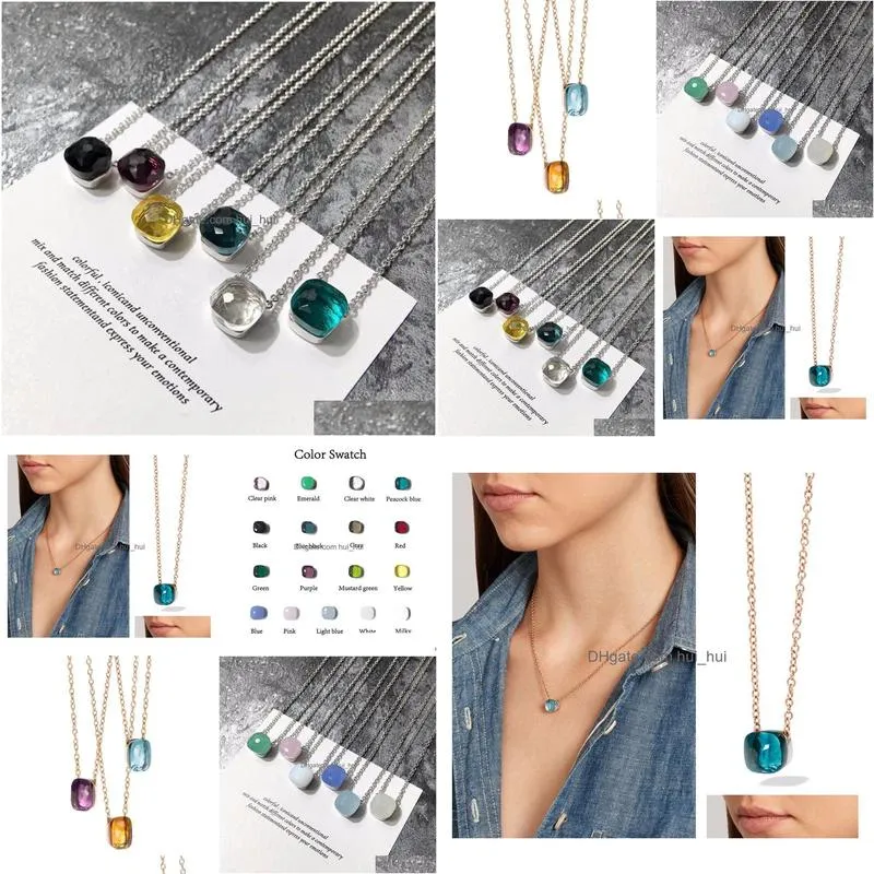  style classic candy necklace 16 kind of colors crystal buckle water necklaces for women love gift djn007 j1906105378858