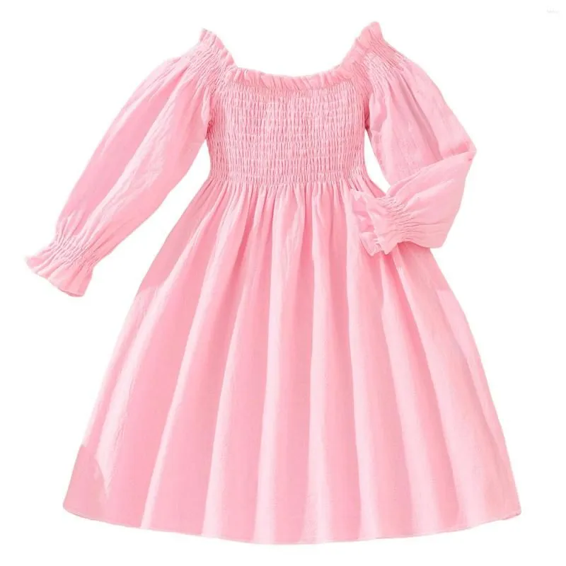 Girl Dresses Toddler Girls Long Sleeve Solid Princess Dress Dance Party Clothes Holiday Stripes