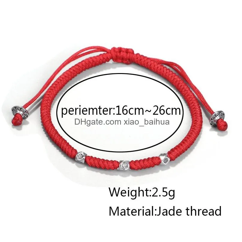 bracelet hand-woven diamond knot red rope bracelet multi-sided bead creative pull hand rope woman