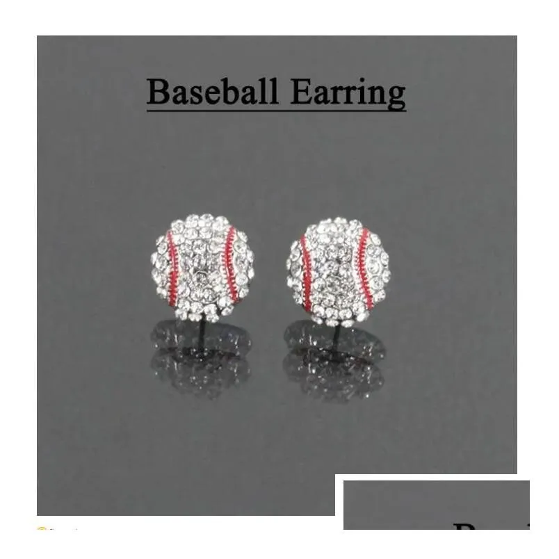 Jewelry stud earring Rhinestone Sports Ball Stud Earrings Basketball Baseball Rugby Ear Stud Jewelry 25 color