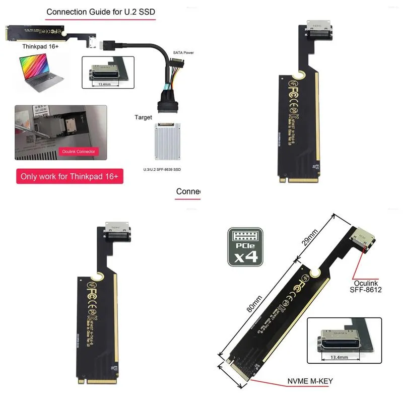 Computer Cables Chenyang PCI-E 3.0 M.2 M-key To Oculink SFF-8612 SFF-8611 Host Adapter For ThinkBook 16 External Graphics Card & SSD