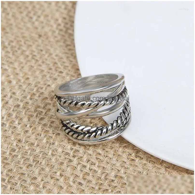 cluster rings jade angel white gold plated brass twisted cable crossover collection ring for women men stylish chic design jewelry