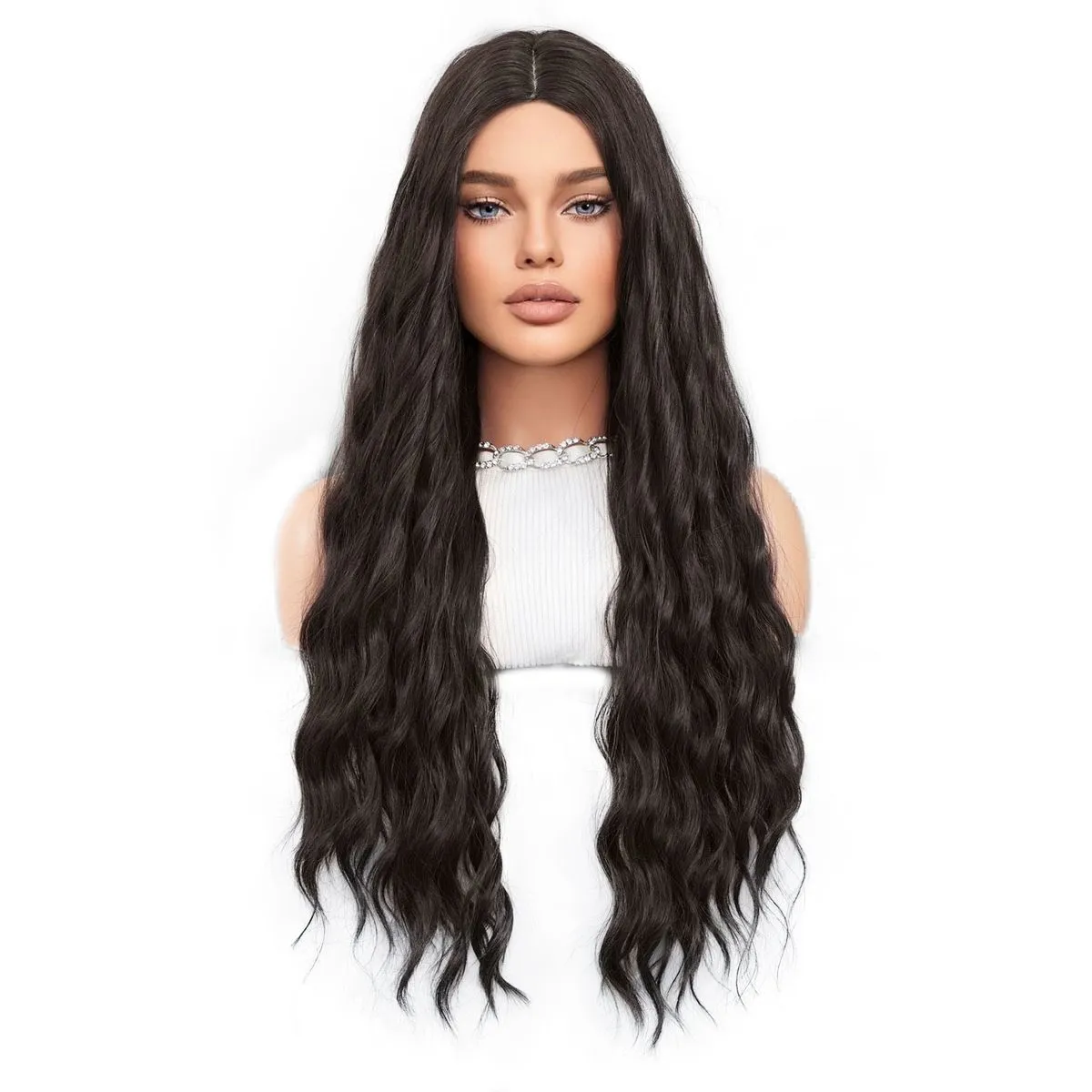Wholesale wool curly Hair Black blonde Wigs 72cm long hair female large wave in water ripple fast shipping