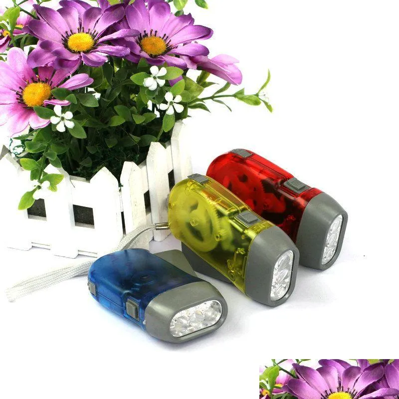 Party Favor LED Hand Pressing Dynamo Crank Power Wind Up Flashlight Torch Light Hand Press Crank Camping Lamp Light For Outdoor Home