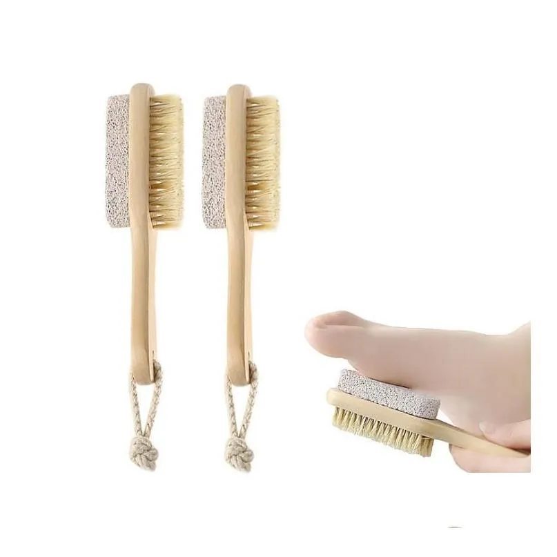 Bath Brushes, Sponges & Scrubbers Mane Bristles Clean Feet Brush Wooden Pumice Stone Feets Pedicure Callus Removal Foot Care Brushes D Dhpi0