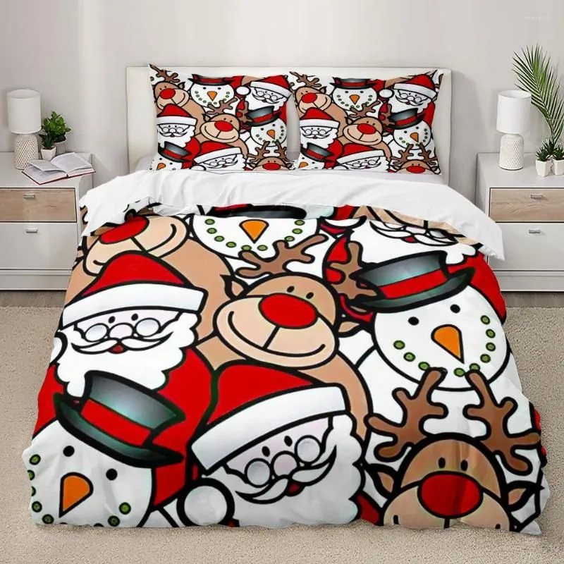 Bedding Sets 3D Christmas Textile Luxury Set High Quality Comfortable Santa Snowflake Print Quilt Duvet Cover And Pillow Cases