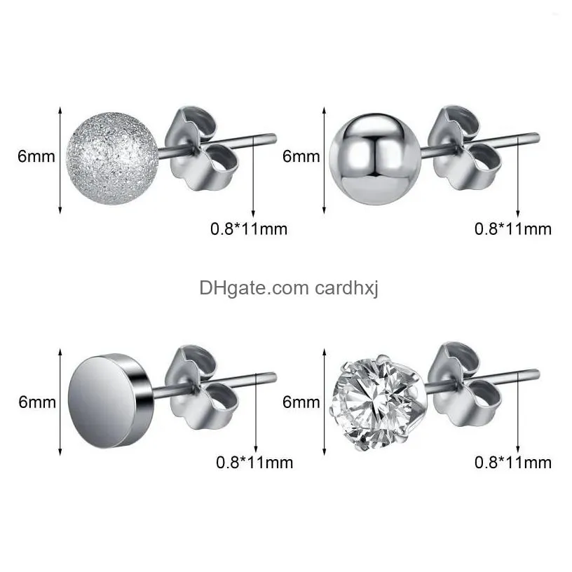 Stud Earrings Zs 16P/18P/Lot 20G Chic Crystal For Women Heart Ball Stainless Steel Ear Studs Set Girl Pearl Jewerly Drop Delivery Jew Dhmjt
