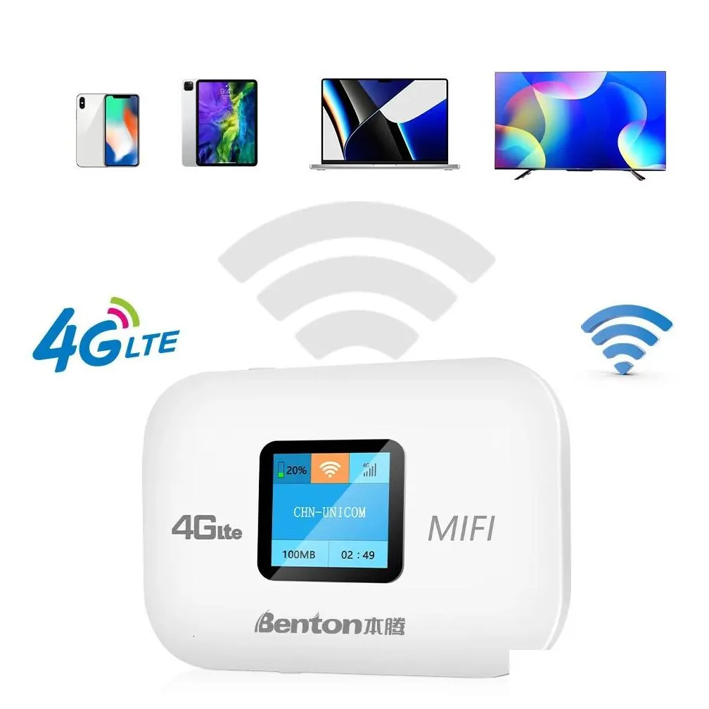 Benton Wifi Router 4G Lte Wireless Portable Unlock Modem Mini Outdoor spot 150mbps Pocket Mifi Sim Card Slot Repeater 3000mah 240326