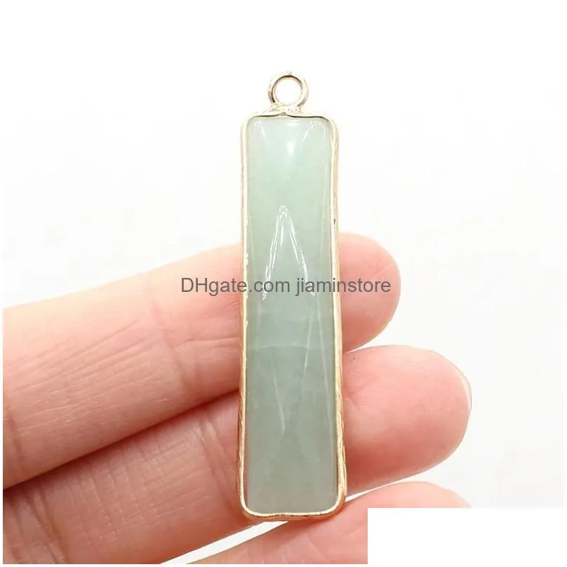 Pendant Necklaces Natural Stone Pendants Long Strip White Turquoise Malachite For Jewelry Making Diy Women Necklace Earring Supplies