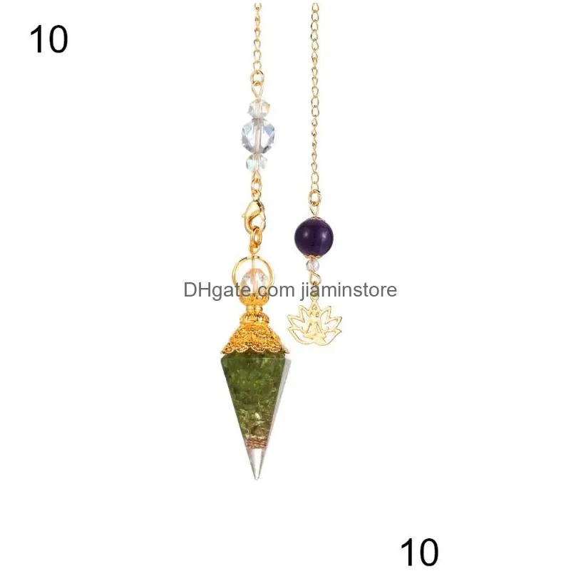 Pendant Necklaces Hexagon Pendulum Reiki Healing Crystal Amulet Natural Stone Gemstone Rock Rose Quartz Amethyst Tourmaline Jewelry