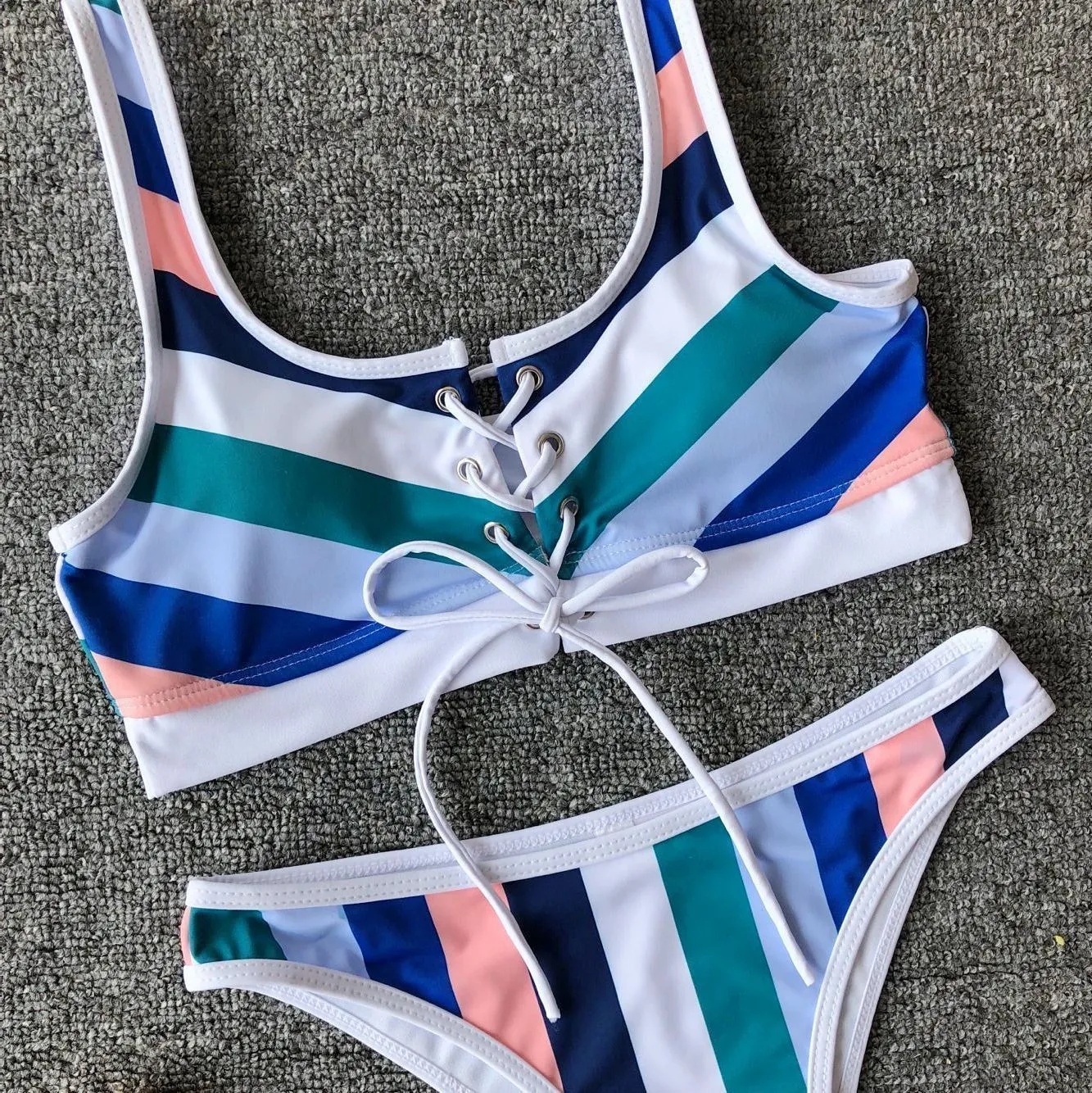 MJ123 2019 New Bikini set Yellow Bandeau Swimsuit Sexy Print Thong Bikini Women Swimwear Twopieces Bather Bathing Suit5698958