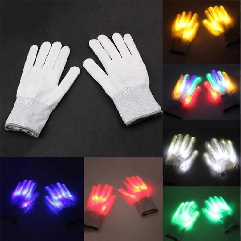 Party Christmas Gift LED Colorful Glowing Gloves Novelty Hand Bones Stage Magic Finger Show Fluorescent Dance Flashing Glove
