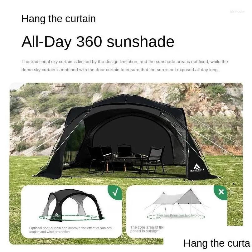 Tents And Shelters YOUSKY Outdoor Tent Black Coated Zipper Dome Canopy Camping Sunshade Sun Protection Pavillons