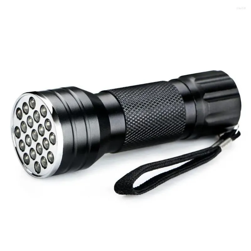 Flashlights Torches 21 LED With Rope Mini Torch Detection Night Fishing Click Switch Aluminum Alloy Jewelry Battery Powered UV