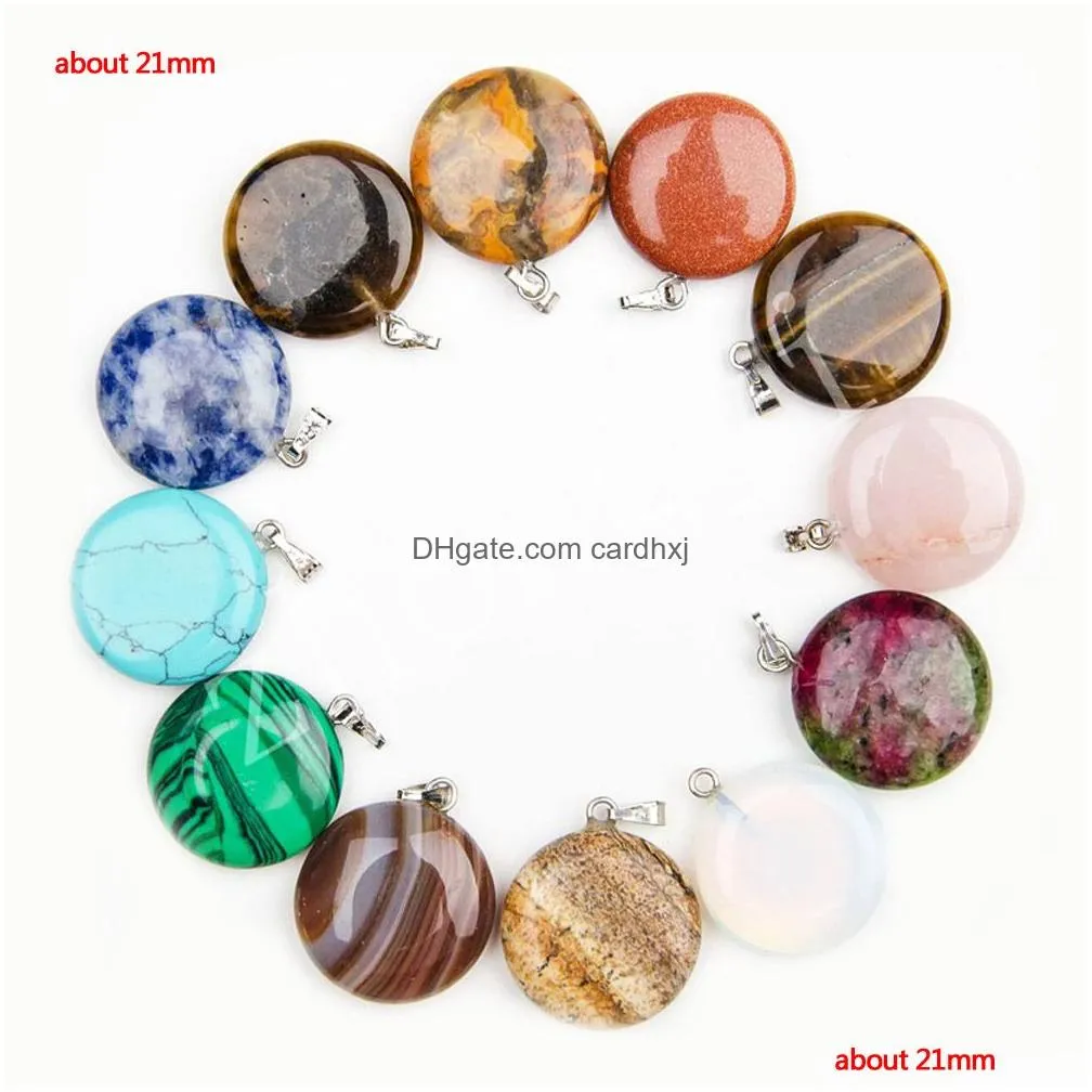 Charms Fashion Healing Crystals Point Turquoise Amethyst Rose Quartz Chakra Heart Moon Natural Stone Pendants For Drop Delivery Jewelr Dhdzs