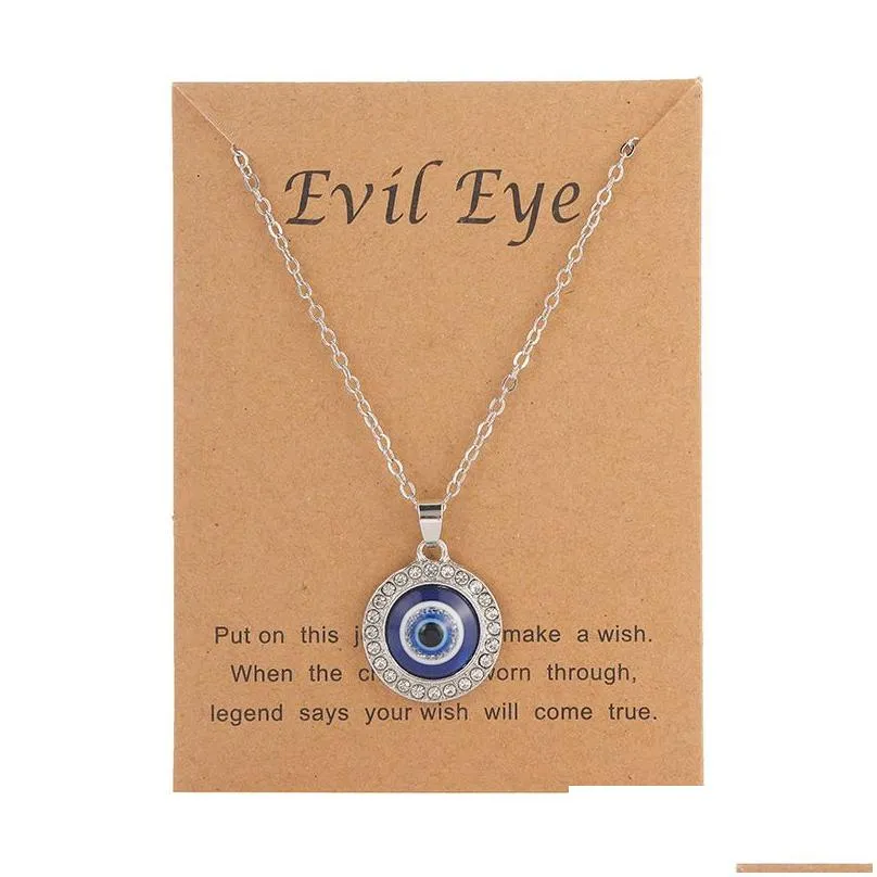 26 styles blue turkish evil eyes pendant necklace creative diamond devils eye silver chain necklaces jewelry gift