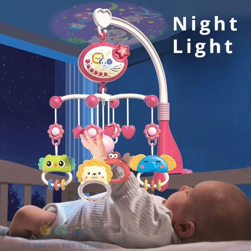 Baby Crib Mobile Rattles Toys Remote Control Star Projection Timing born Bed Bell Toddler Carousel Musical Toy 012M Gifts 240226