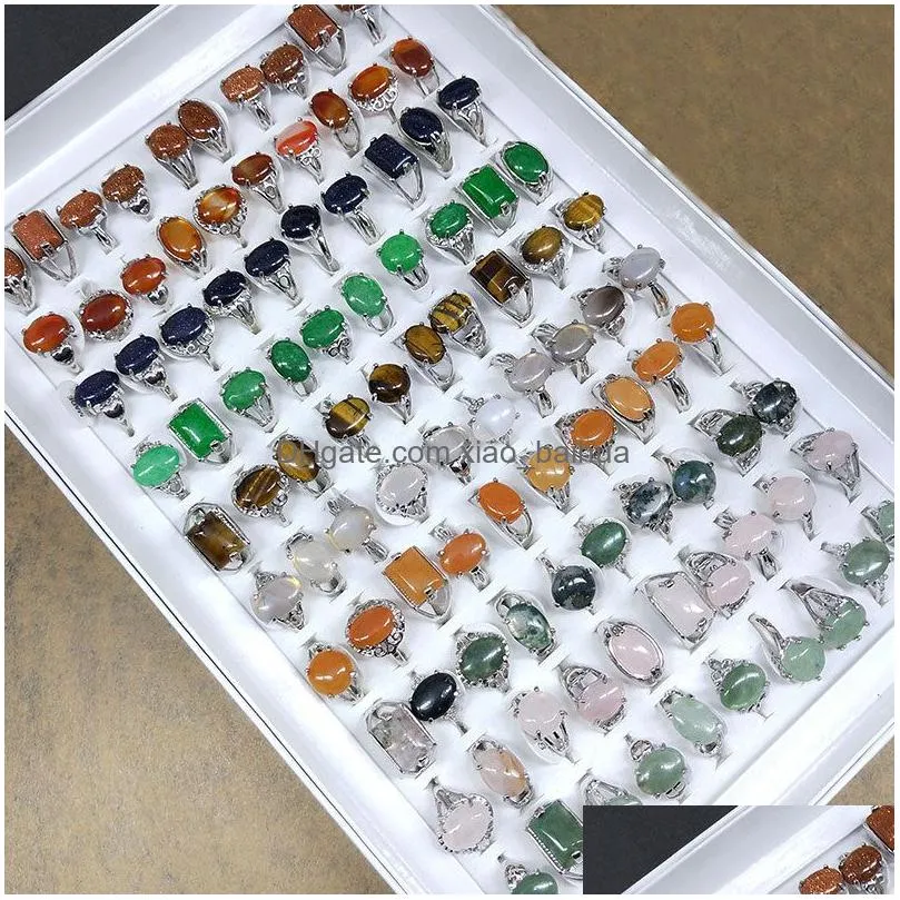 mix lot natural stone rings womens ring fashion jewelry bague 100 pieces / lot