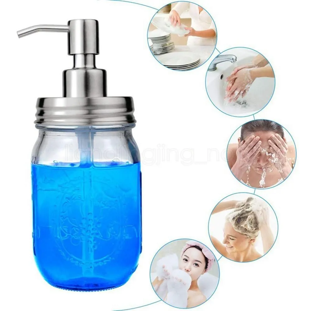 480ML Liquid Soap Dispenser Pump Mason Jar Creative Glass Hand Soap Dispenser Liquid Soap Bottle Dispenser Push Pump Without Bottle