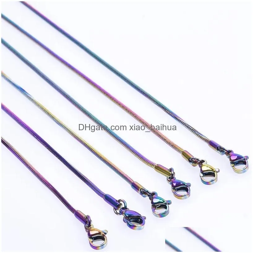 necklace rainbow stainless steel 1.5mm snake bone chain punk jewelry accessories