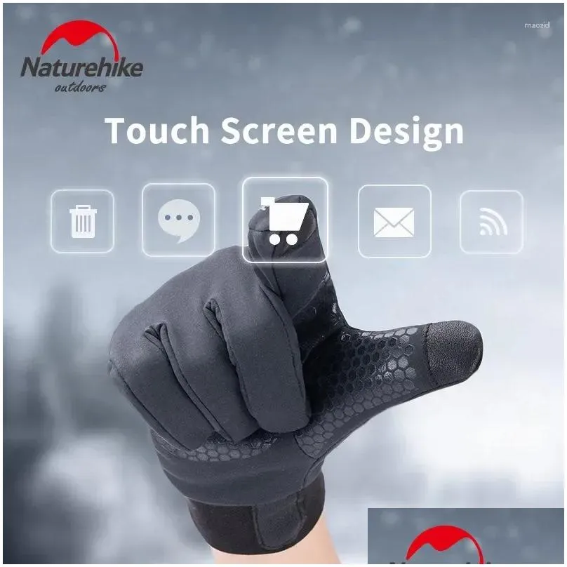 Cycling Gloves Naturehike Winter Outdoor Climbing Cashmere Warm Touch Screen Waterproof Anti-skid Sports Glove