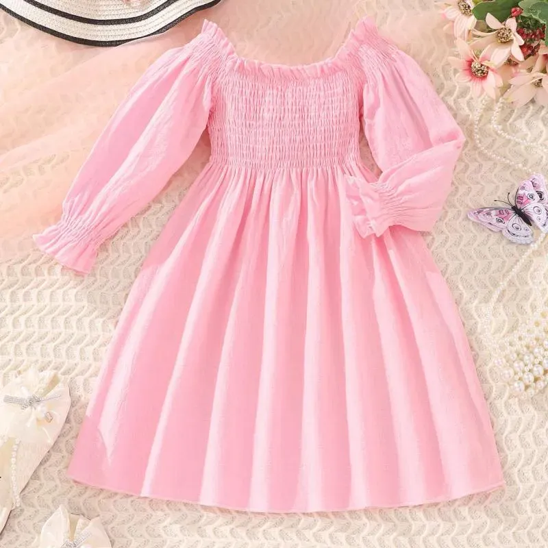 Girl Dresses Toddler Girls Long Sleeve Solid Princess Dress Dance Party Clothes Holiday Stripes