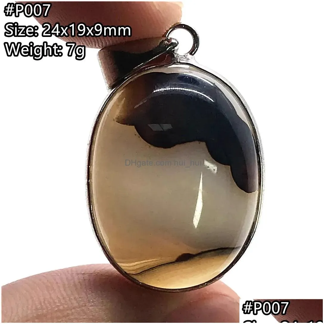 Alloy Top Natural Chalcedony Pendant Jewelry For Women Lady Men Sier Healing Love Luck Gift Beads Oval Stone Crystal Gemstone Aaaaa Dhptw