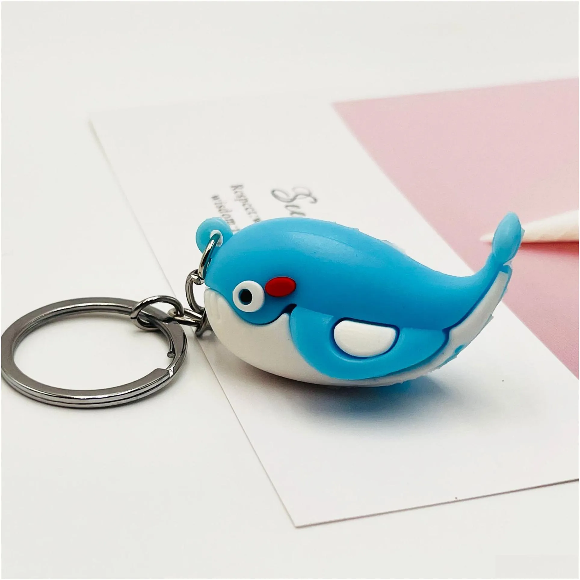 in bulk cartoon whale keychains pendant soft pvc rubber doll bag car keychains jewelry student gift
