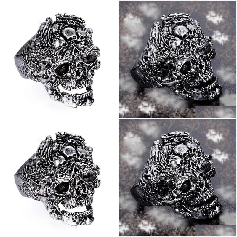 mens boys biker ring skull rings gift for him jewelry bague homme