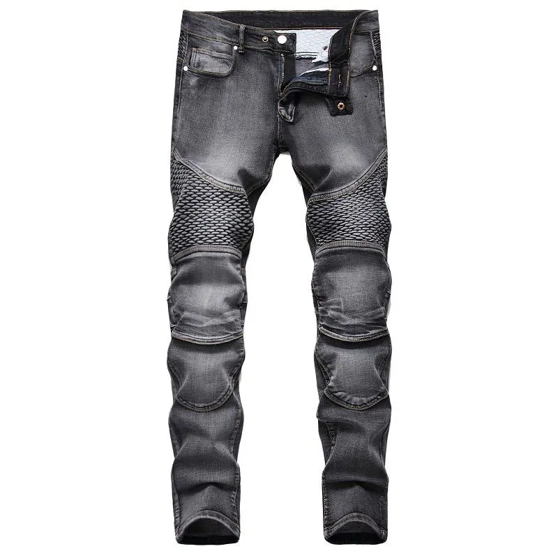 Men`s Plus Size Pants Jeans Man Denim Designer MOTO BIKE Straight Motorcycle For Autumn Spring Streetwear Riding Knee Guard Casual Fashion