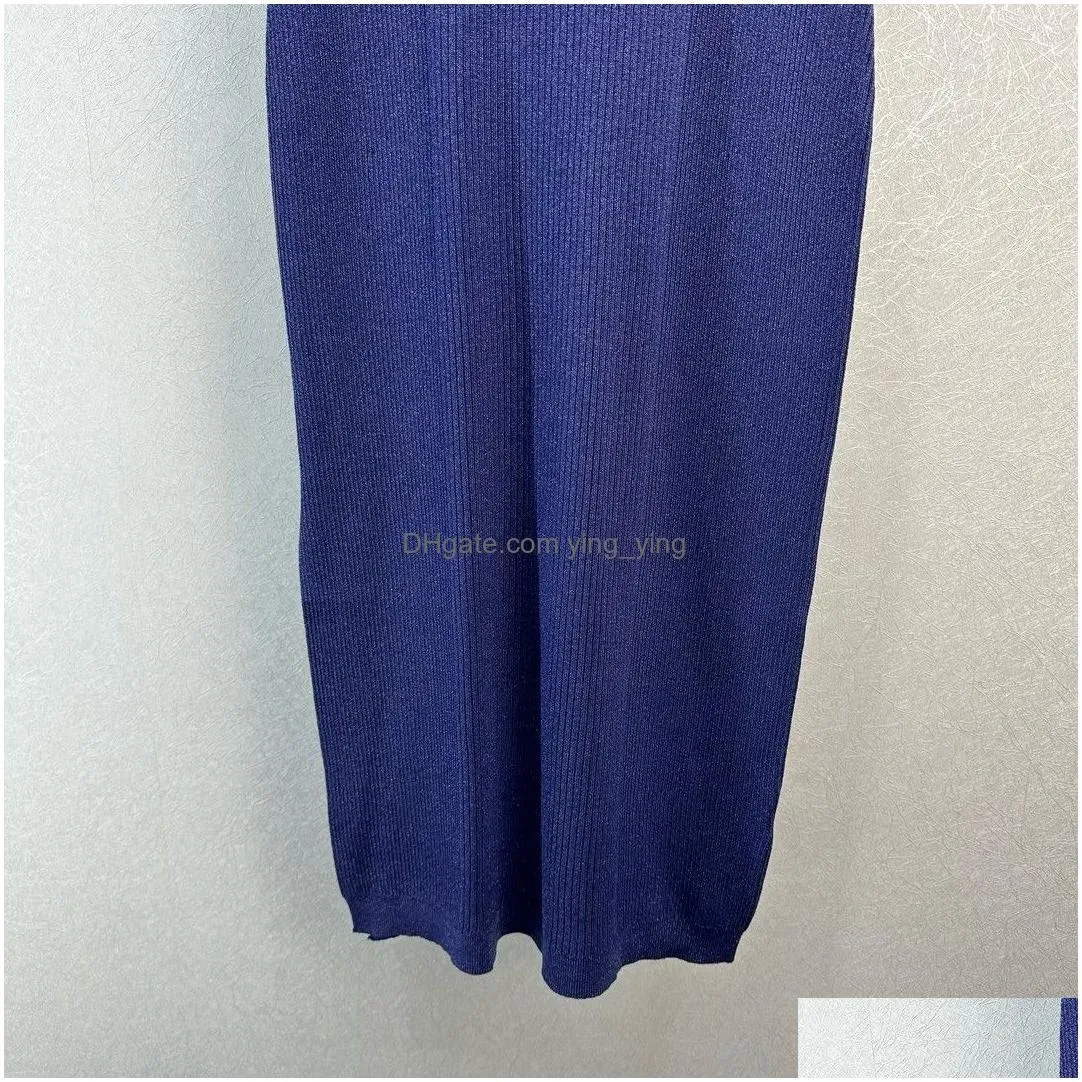 top quality original early spring latest collection embroidered logo knitted sleeveless long skirt