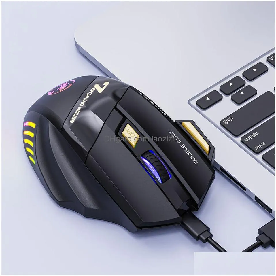 imice wireless gaming mouse usb 3200dpi dual mode 2.4ghz bluetooth rechargeable 7 keys silent game mice 7-color breathing led x7