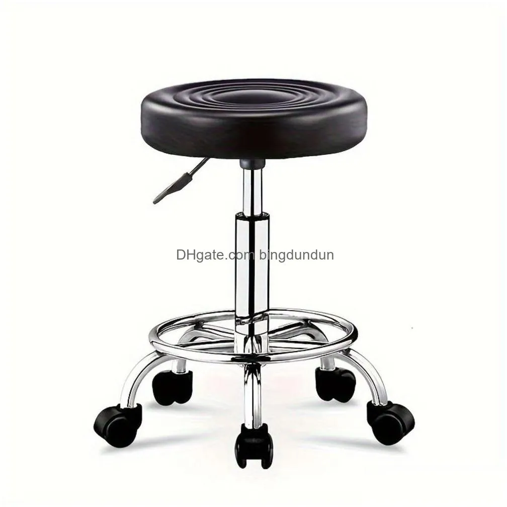 Round Rolling with Footrest, Height Adjustable Stool, Salon Beauty Spa Massage Stool