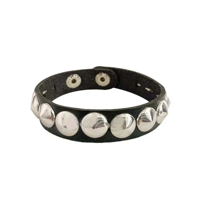 Link Bracelets Black Leather Wristband Bracelet Cuff Goth Gothic Punk Women Men Spikes Rivet Stud Bangle Cosplay Rock Unisex Jewelry