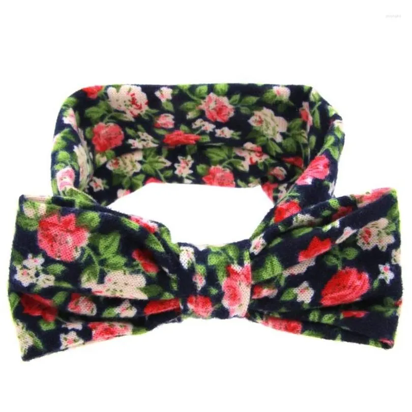 Hair Accessories 10 Pcs/lots Messy Bow Floral Print Elastic Headband For Large Headwear