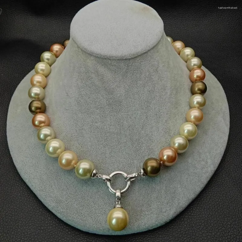 Pendant Necklaces 14mm Multi Color Sea Shell Pearl Necklace
