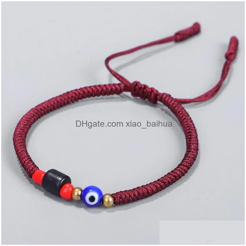 hot bracelet hand woven diamond knot red rope eye bracelet creative pull copper bead hand rope female