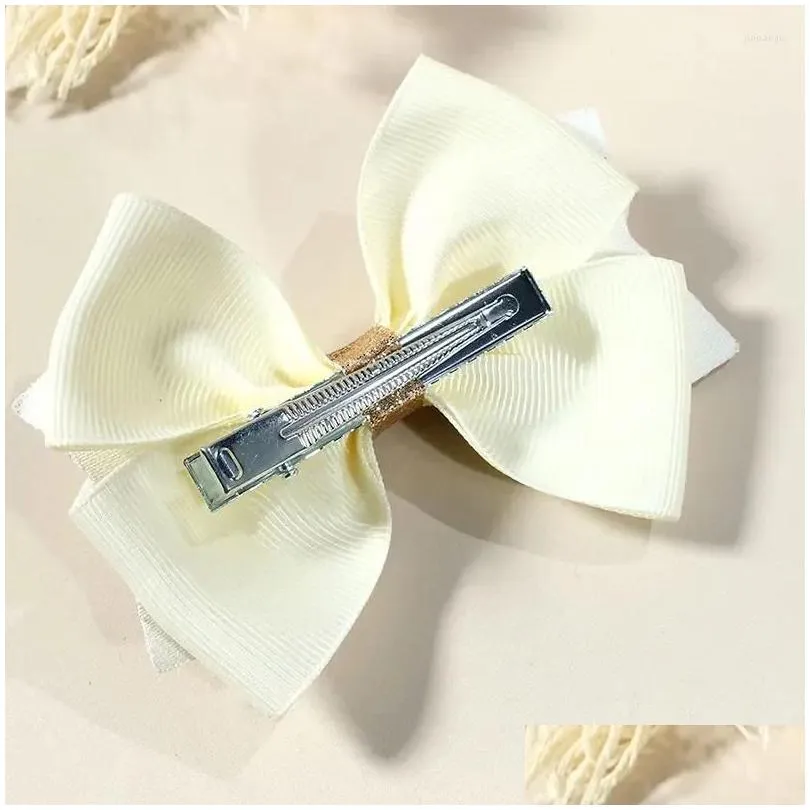 Hair Accessories 2Pcs Two Layers Glitter Hairpins For Girls Delicate Ribbon Bow Clip Kids Barrettes Headwear Hairgrips