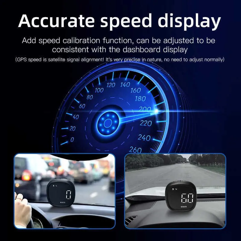 New GPS HUD Digital Car Clock Speedometer Head Up Display Over-speed Alarm Compass Fatigue Driving Reminder Auto Accessories