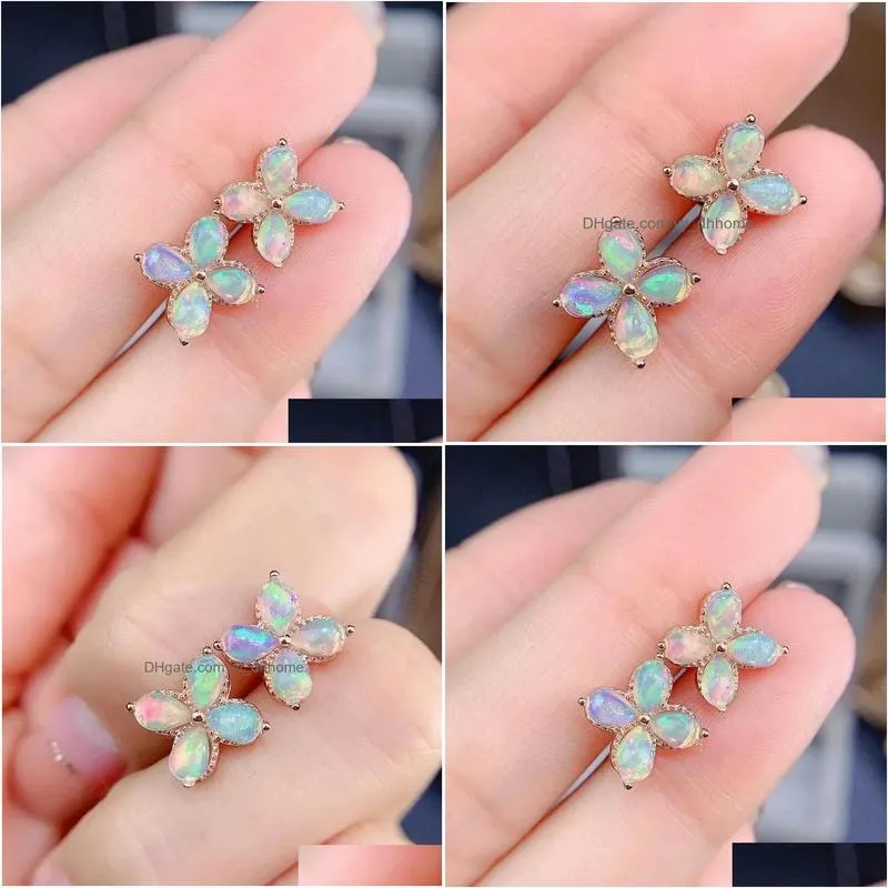 charm 100% natural opal earrings sterling sier gemstone oval 3x5mm for women wedding anniversary party classic fine jewelry gift