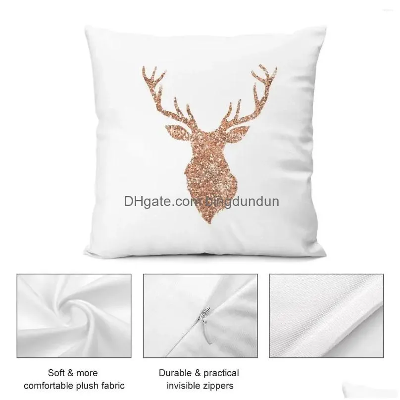 Pillow Sparkling Reindeer Blush Gold Throw Cusions Cover Pillowcases For Pillows