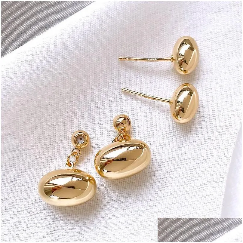 s925 silver needle oval peas stud earrings temperament female simple design gold silver earring jewelry accessories gift in bulk