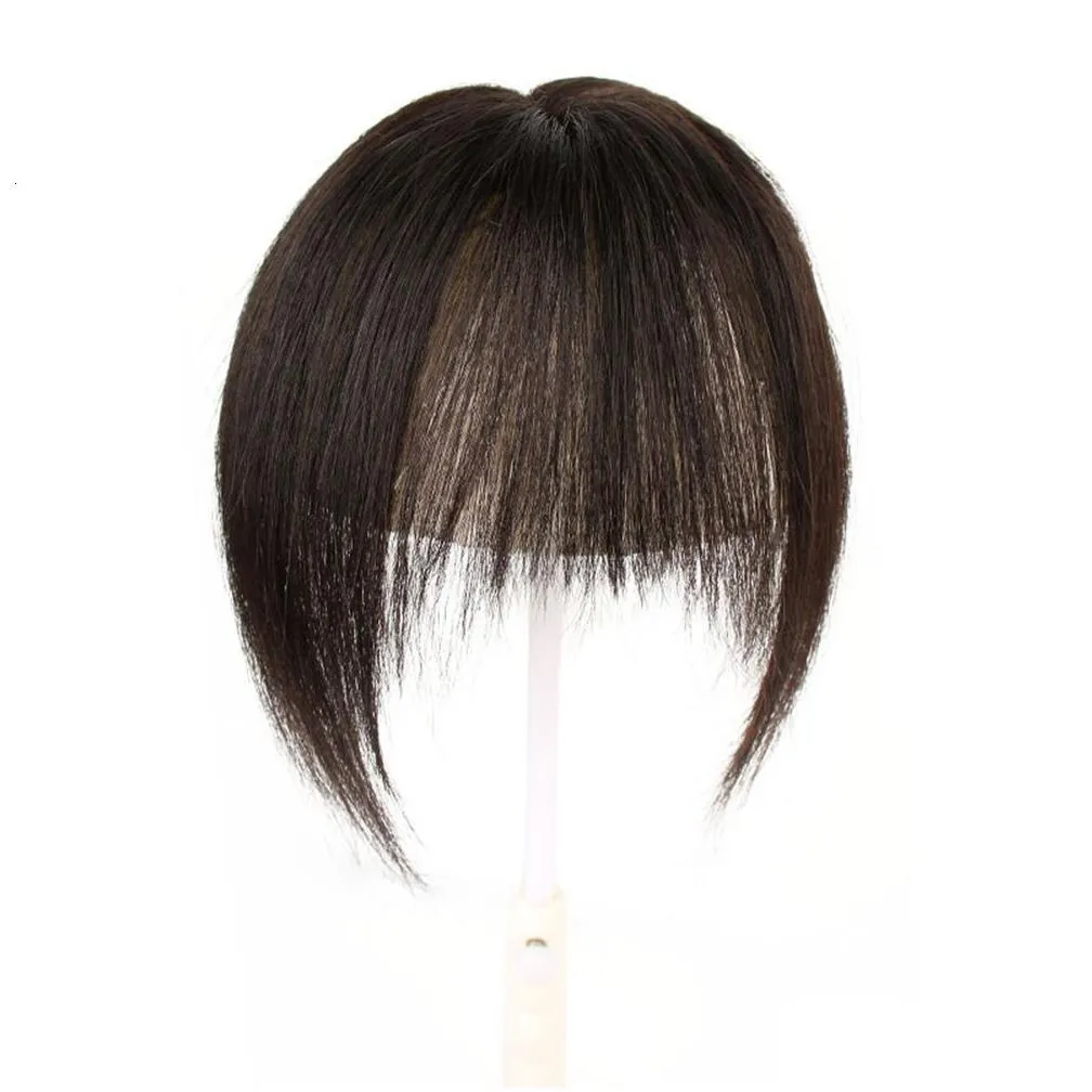 Bangs Human Hair Toppers For Women Clip In Topper With 3D Air Bangs 7cmx8cm Hairpieces for Mild Hair Loss Volume Cover Grey Hair