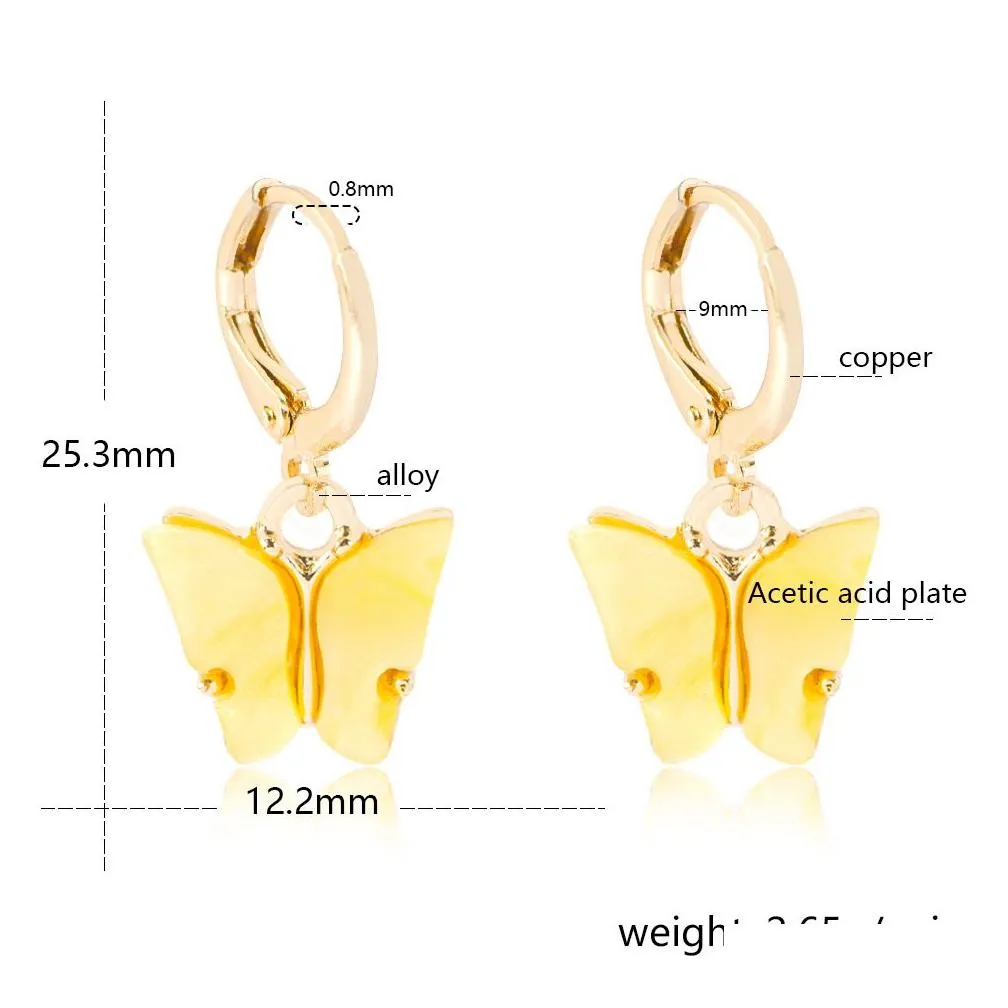 popular 10 colors butterfly ear cuff earrings jewelry fashion acetate edition women earring pendant accessories