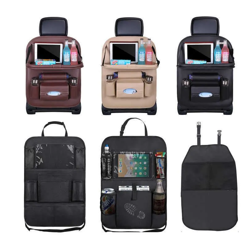 Upgrade New 2Pcs Seat Back Foldable Table Tray Travel Bag Seat Organizer Storage Car Assessoires Interior