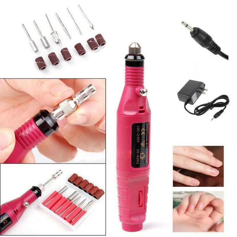 Professional Electric Nail Drill Machine Kit Manicure Art Pen Pedicure Tool File Acrylic Nail Art 6 Bits Drill Polish Machine